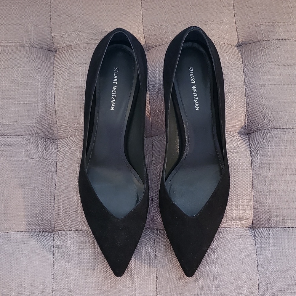 NWOT, Stuart Weitzman Black Suede Heels